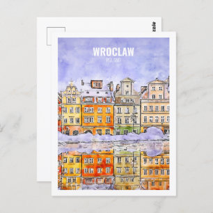 Carte Postale Wroclaw Pologne Fameux Voyage Aquarelle Sketch