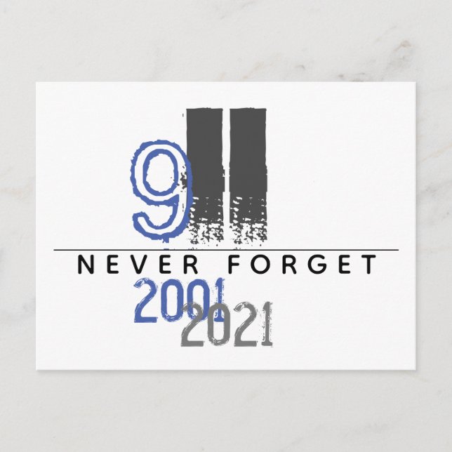 Carte Postale WTC 911 Grey Never Forget 20th Anniversary (Devant)