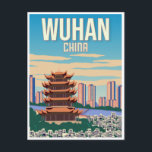 Carte Postale Wuhan china Vintage voyage tourisme rétro<br><div class="desc">vintage,  rétro,  voyage,  moderne,  aquarelle,  Wuhan,  Chine,  tourisme, </div>