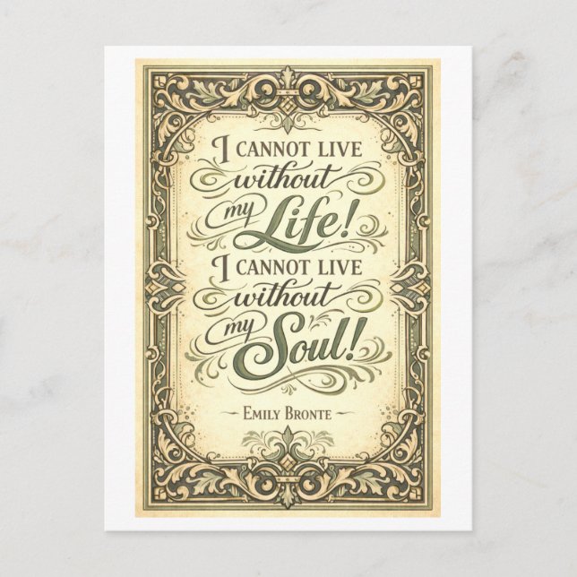 Carte Postale Wuthering Heights Bronte Quote (Devant)