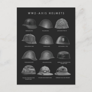 Carte Postale WW2 - Axis Helmets