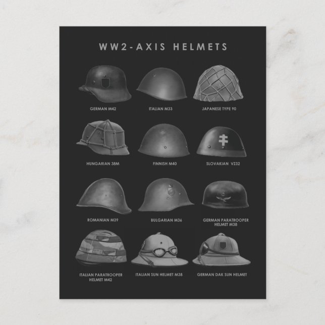 Carte Postale WW2 - Axis Helmets  (Devant)