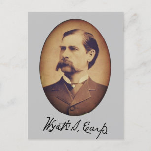 Carte Postale Wyatt Earp Portrait and Signature