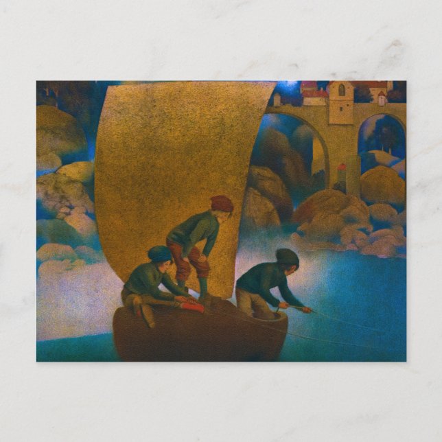 Carte Postale Wynken, Blynken et Nod, 1905 par Maxfield Parrish (Devant)