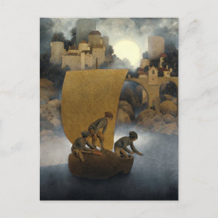 Carte Postale Wynken, Blynken et Nod par Maxfield Parrish 1902