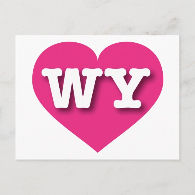 Carte Postale Wyoming Hot Pink Heart - J'aime WY (Devant)