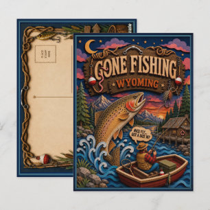 Carte Postale Wyoming Parti de Pêche Yellowstone Cutthroat Truit