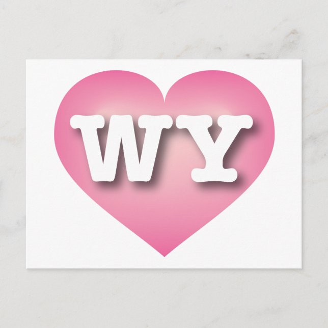 Carte Postale Wyoming Rose Fade Heart - J'aime WY (Devant)
