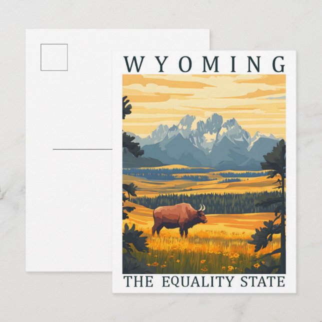 Carte Postale Wyoming the Equality State USA Travel Place (Devant / Derrière)