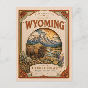 Carte Postale Wyoming Vintage Paper Cut American Arcana