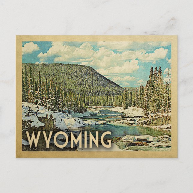 Carte postale Wyoming - Voyage rétro Snowy Winter  (Devant)