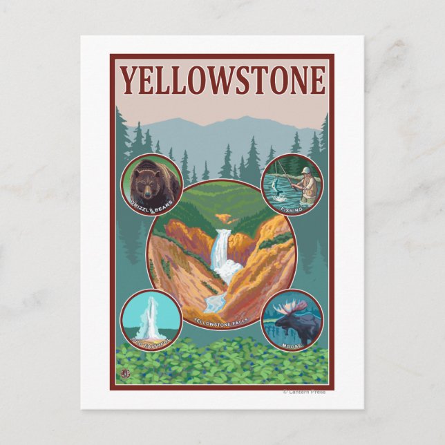 Carte Postale WyomingYellowstone Collage (Devant)