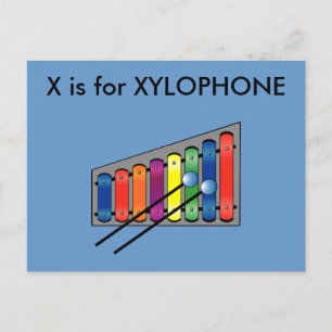 Carte Postale "X" est pour Xylophone Alphabet Flashcard