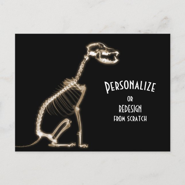 Carte Postale X-Ray Skeleton Dog - Sepia (Devant)