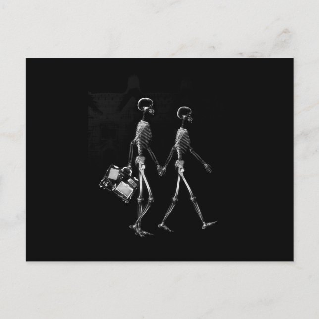 CARTE POSTALE X-RAY VISION SKELETON COUPLE VOYAGER B&W (Devant)