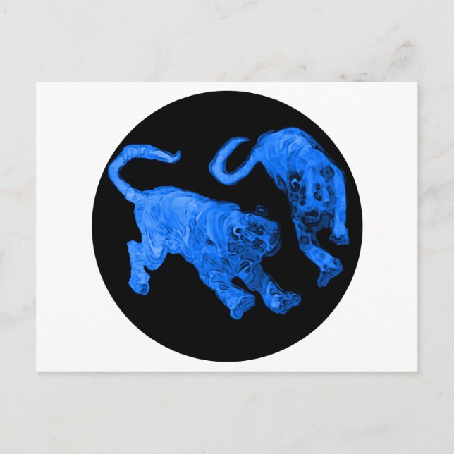 Carte Postale Xian China 2002 Blue Ghost Tigers Black Circle Tra (Devant)