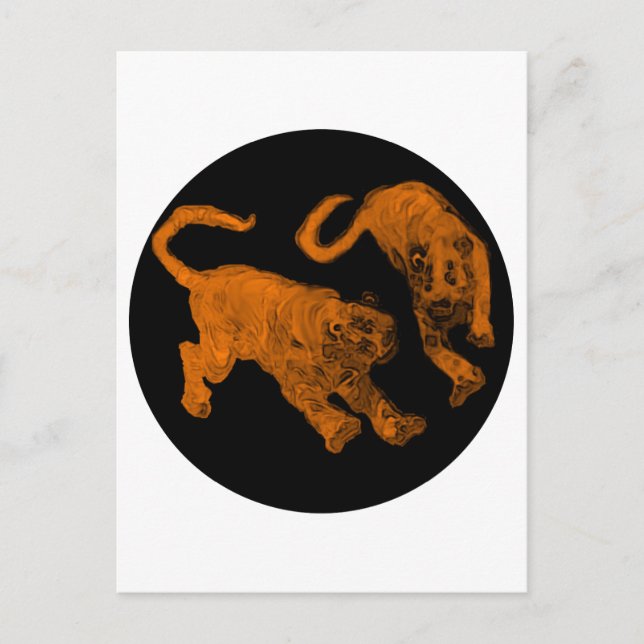 Carte Postale Xian Chine 2002 Brown Tigers fantômes Cercle noir  (Devant)