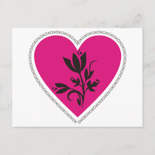 Carte Postale XO Fuchsia Heart and Tulip