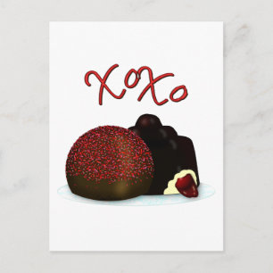 Carte Postale XOXO Bonbon de la Saint-Valentin et Chocolat Noir
