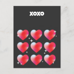Carte Postale Xoxo coeur rouge romantique Saint Valentin