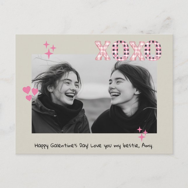 Carte Postale XOXO Galentine's Day moderne Photo & Texte personn (Devant)