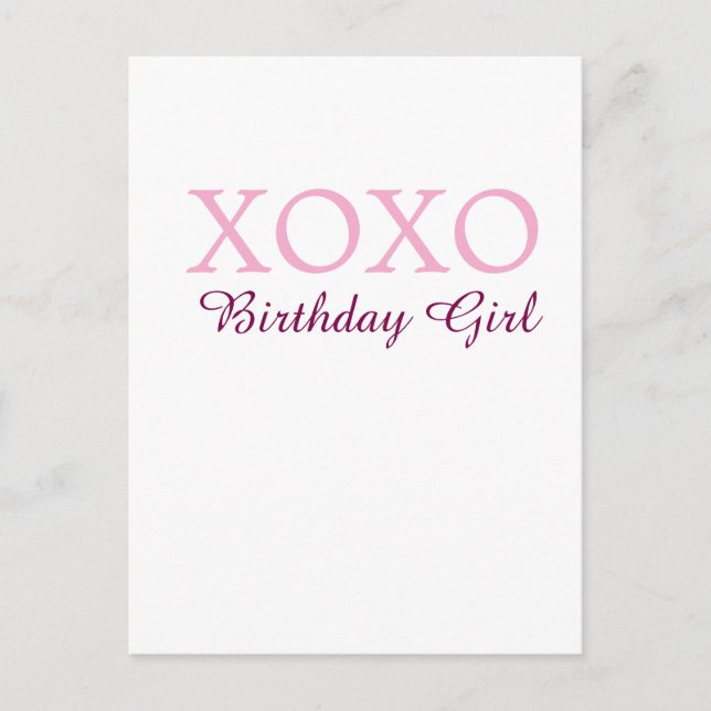 Carte Postale Xoxo nom de fille d'anniversaire rose mauve simple (Devant)