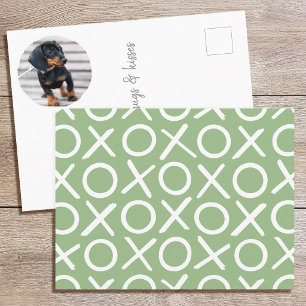 Carte Postale XOXO Pinceau personnalisé Photo de chien Vert Mode