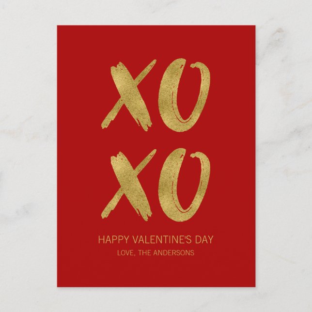 Carte postale XOXO Valentine Brossé Gold Foil (Devant)