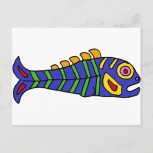 Carte Postale XX- Art Artistique Mexicain Poisson Art