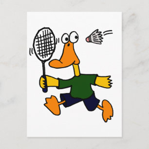Carte Postale XX- Canard Jouant au badminton
