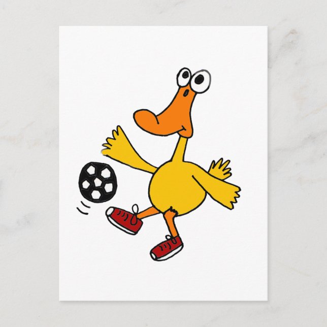 Carte Postale XX- Canard Jouer au soccer Dessin (Devant)