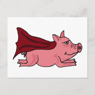 Carte Postale XX- Cartoon de Super Cochon Volant