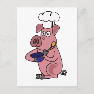 Carte Postale XX- Drôle Caricature de chef de cochon