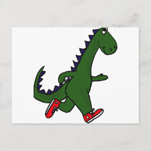Carte Postale XX- Drôle de jogging dinosaure avec des Baskets ro