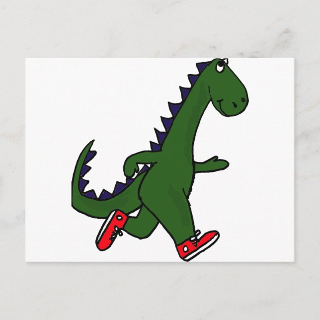 Carte Postale XX- Drôle de jogging dinosaure avec des Baskets ro (Devant)