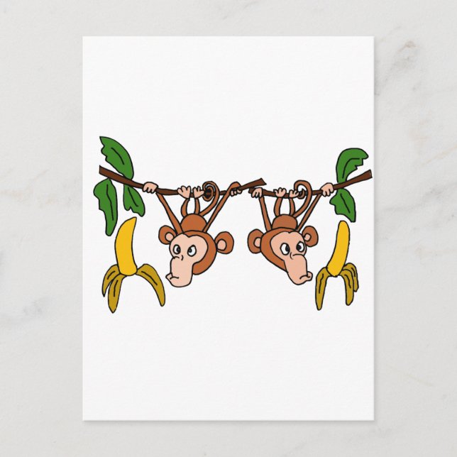 Carte Postale XX- Drôle singes pendants (Devant)