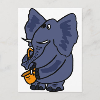Carte Postale XX- Eléphant Jouer Saxophone