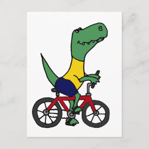 Carte Postale XX- Funny T-rex Dinosaur vélo d'équitation