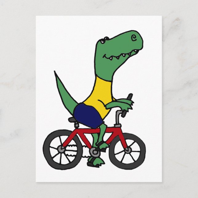 Carte Postale XX- Funny T-rex Dinosaur vélo d'équitation (Devant)