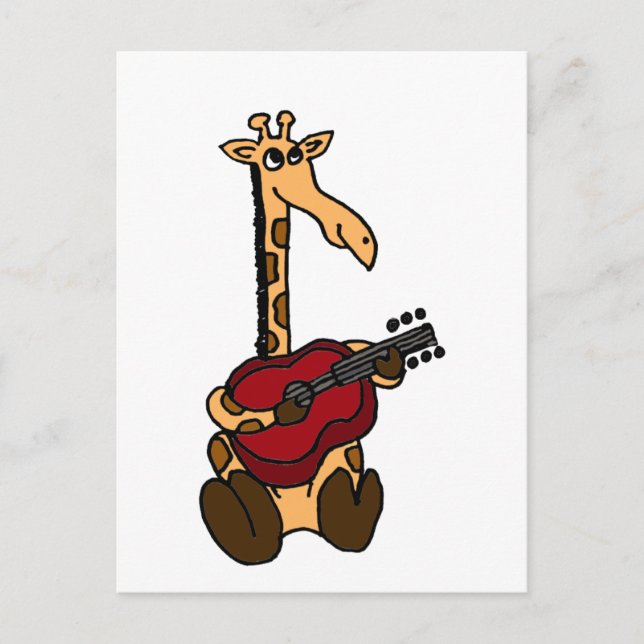 Carte Postale XX- Giraffe fantastique Jouer de la guitare (Devant)