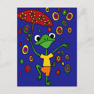 Carte Postale XX- Glorieuse Grenouille danser sous la pluie