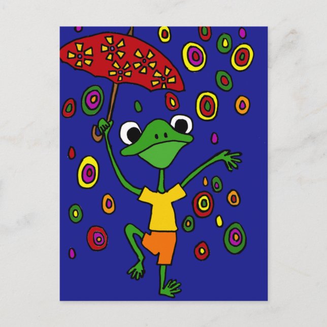 Carte Postale XX- Glorieuse Grenouille danser sous la pluie (Devant)