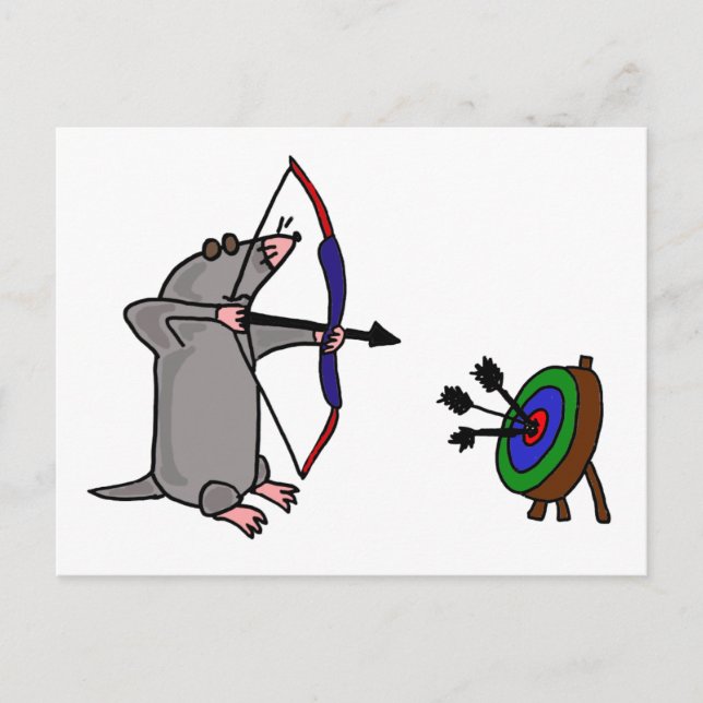 Carte Postale XX- Mole aveugle en compétition de tir à l'arc (Devant)