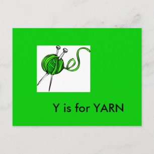 Carte Postale "Y" est pour Yarn Alphabet Flashcard