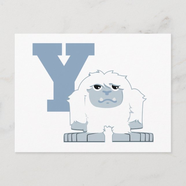 Carte Postale Y est pour Yeti Cute Cartoon Yeti Monster (Devant)