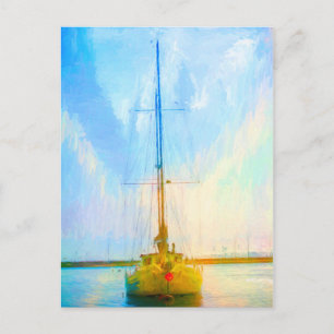 Carte postale Yacht Lone Vibrant Digital Peinture
