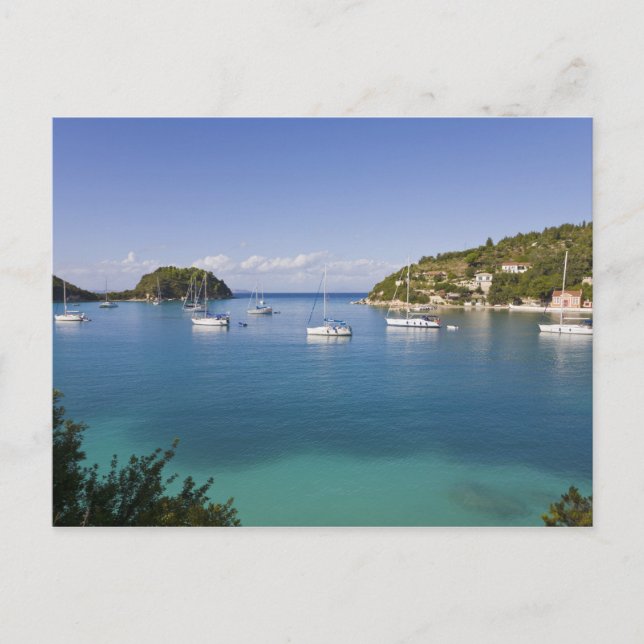 Carte Postale Yachts à l'ancre, Lakka, Paxos, Grèce (Devant)