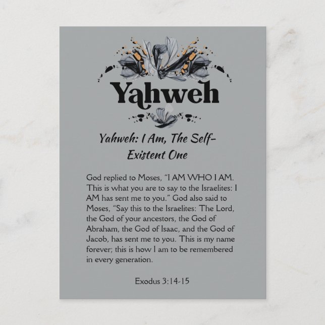 Carte Postale Yahweh | Noms de Dieu Écriture Dévotionnelle (Devant)