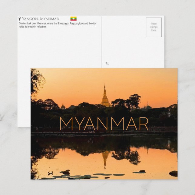 Carte Postale Yangon, Myanmar Travel Postcard (Devant / Derrière)