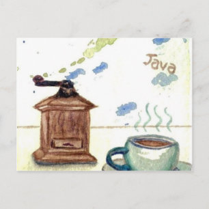 Carte Postale Ye Olde Coffee Grinder - Coffee Folk Art